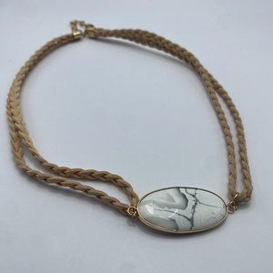 Braided Leather Marble Stone Bracelet